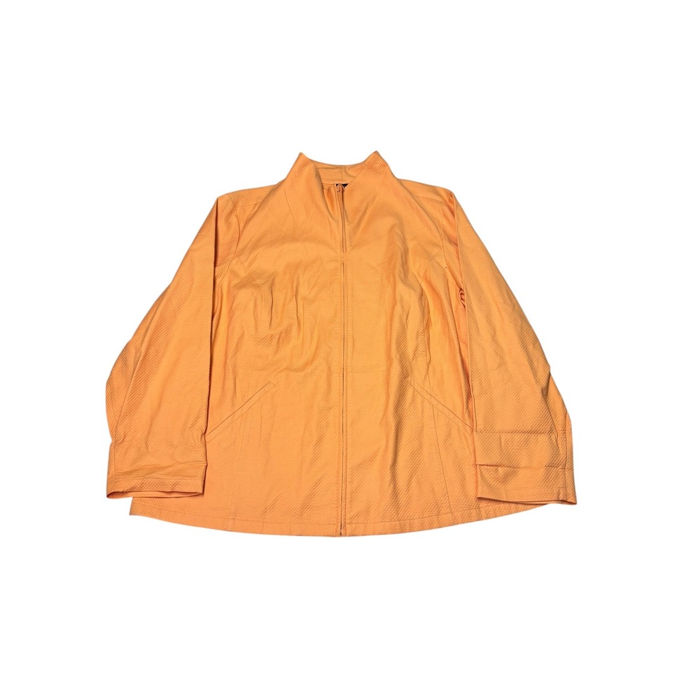 Eileen Fisher Woman Orange Textured Zip Front Jacket Mock Neck Plus Size‎ 1X